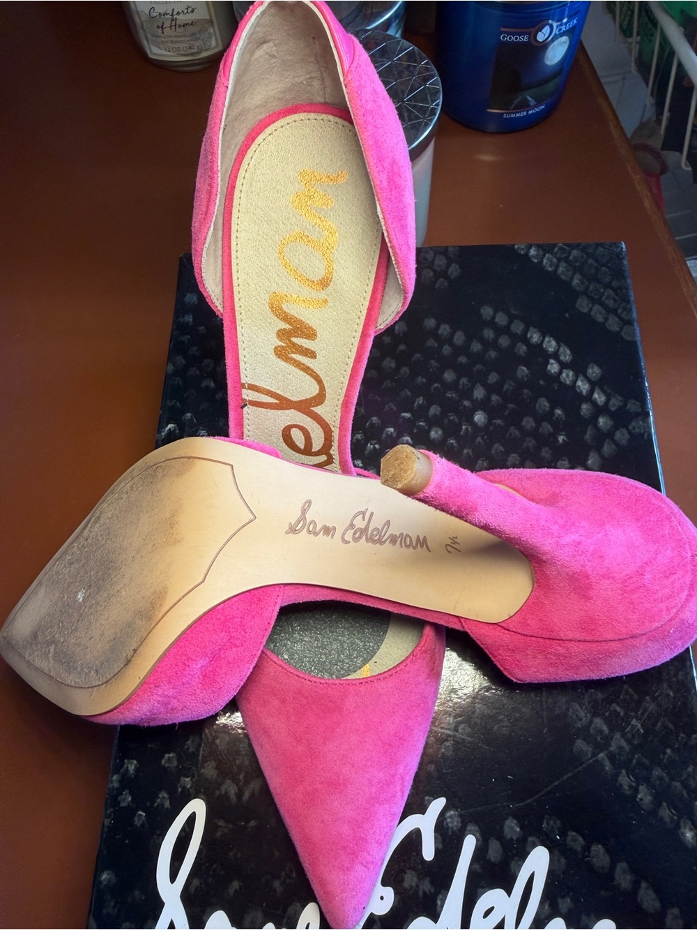 Sam Edelman Hot Pink Suede Pointed-Toe D'Orsay Heels - Picture 3 of 6